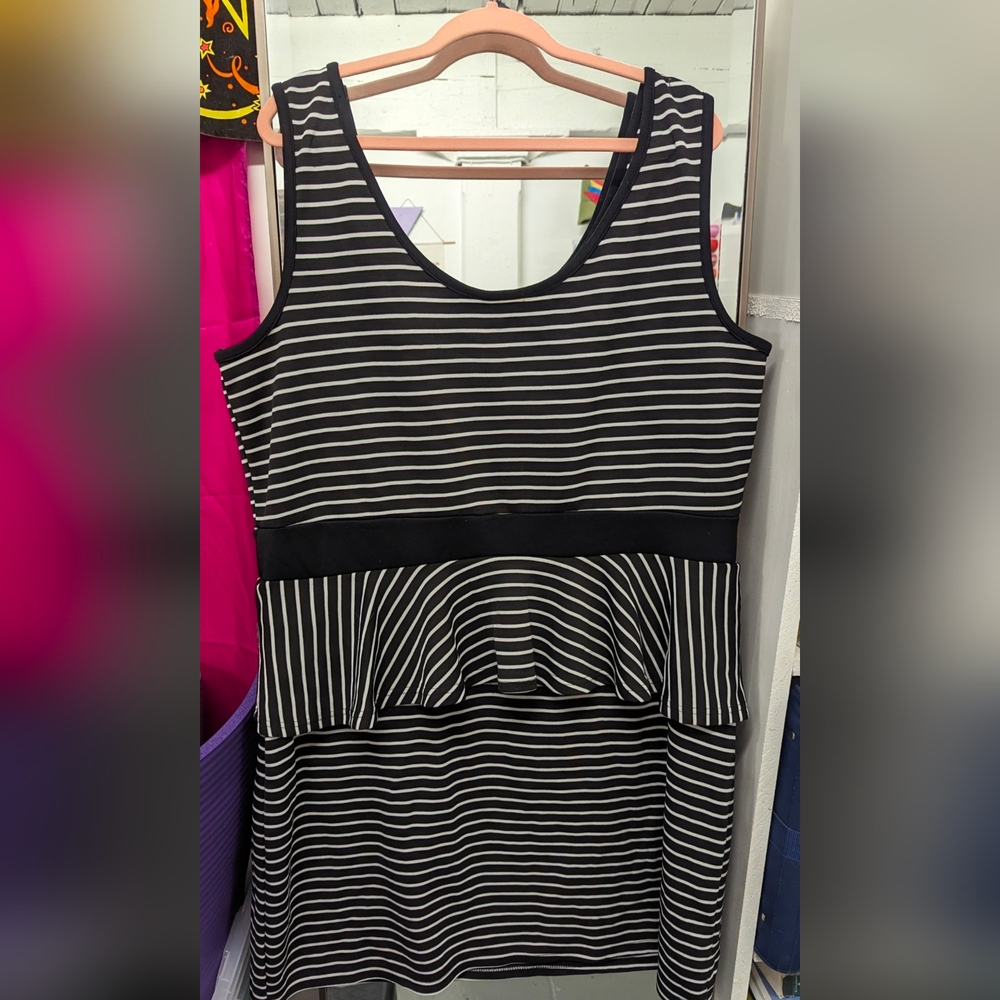 Caren Sport Black and White Striped Top